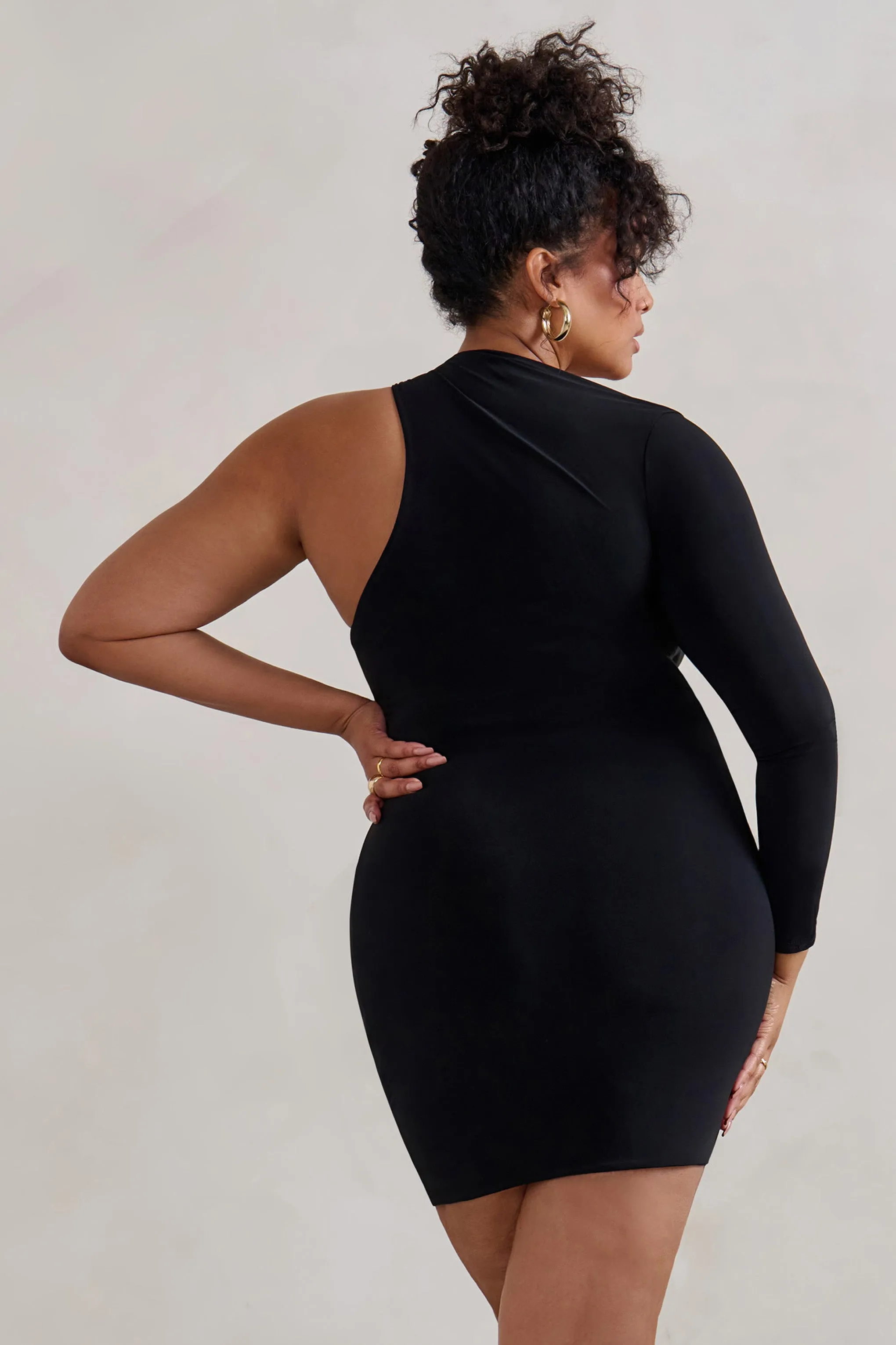Siren | Black One Shoulder Bodycon Mini Dress Club L London