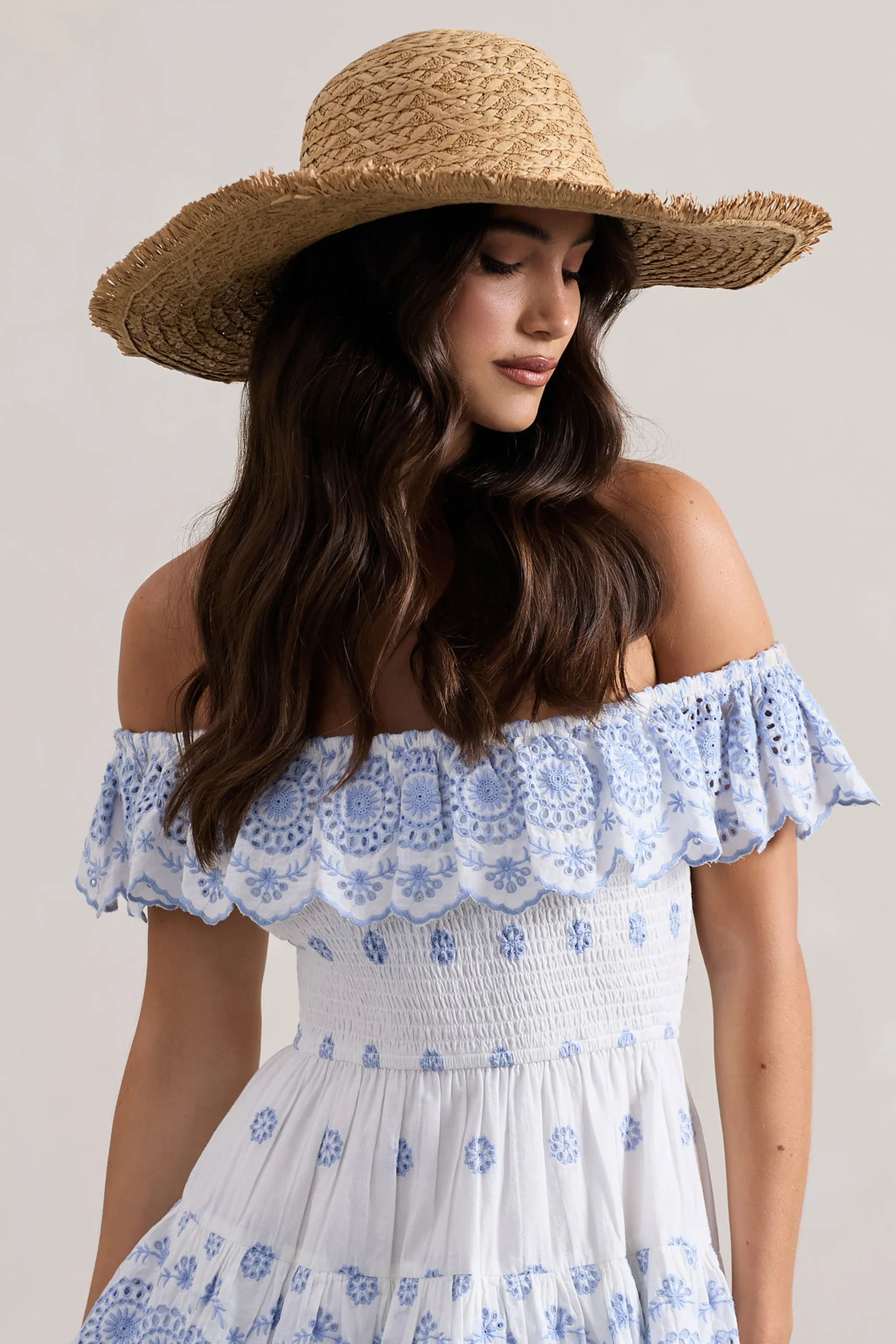 Solara | Beige Straw Sun Hat Club L London