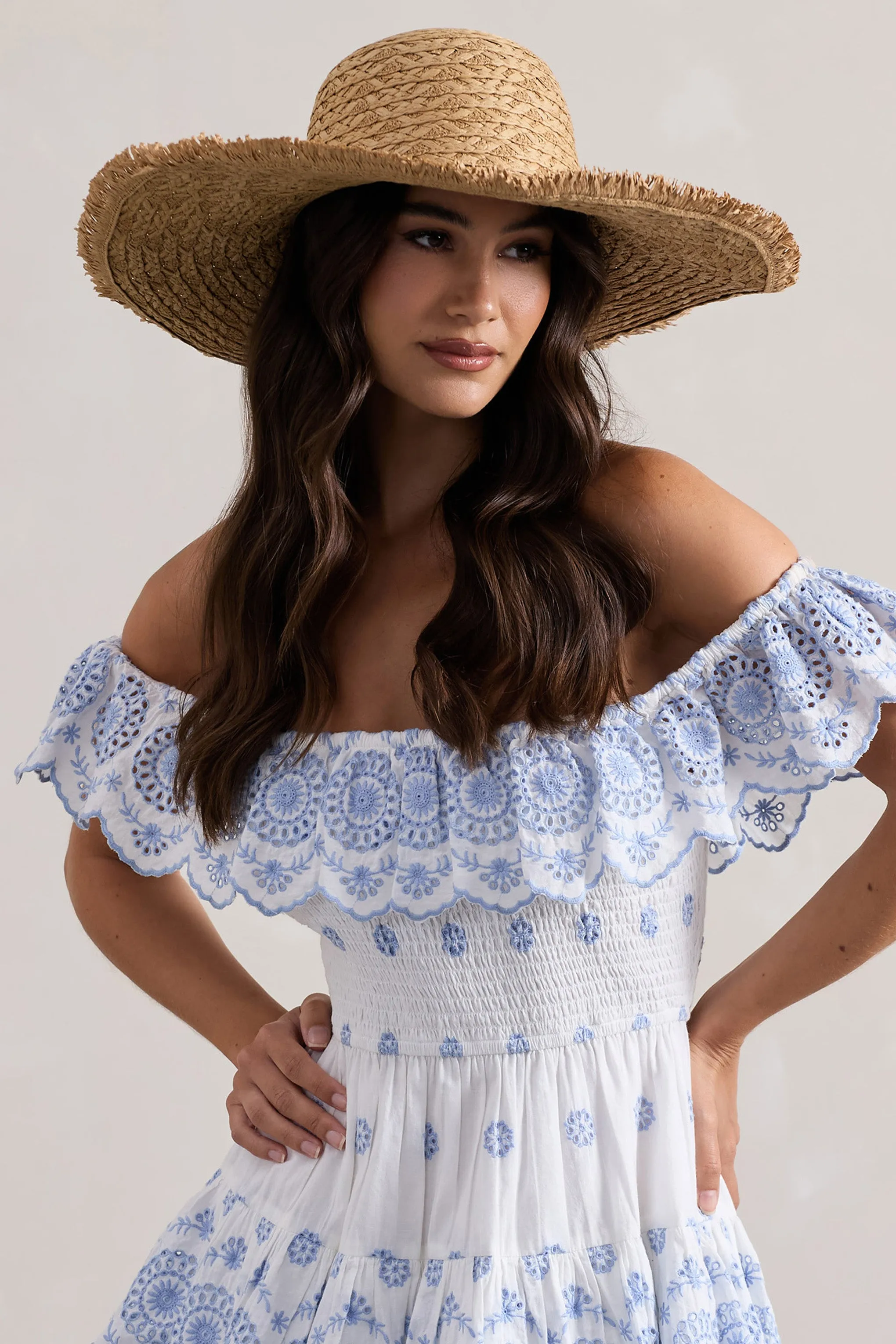 Solara | Beige Straw Sun Hat Club L London