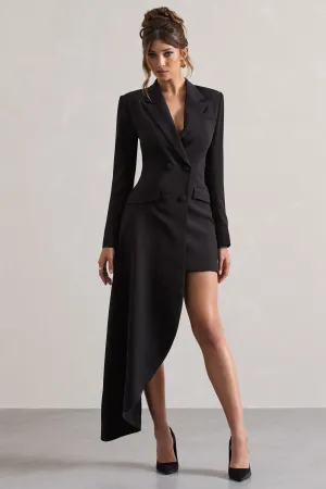 Spiral | Black Tailored Blazer Mini Dress With Asymmetric Hem Club L London