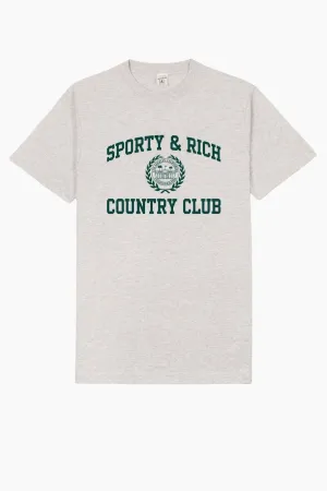 Sporty & Rich Varsity Crest T-Shirt - Heather Grey SPORTY & RICH