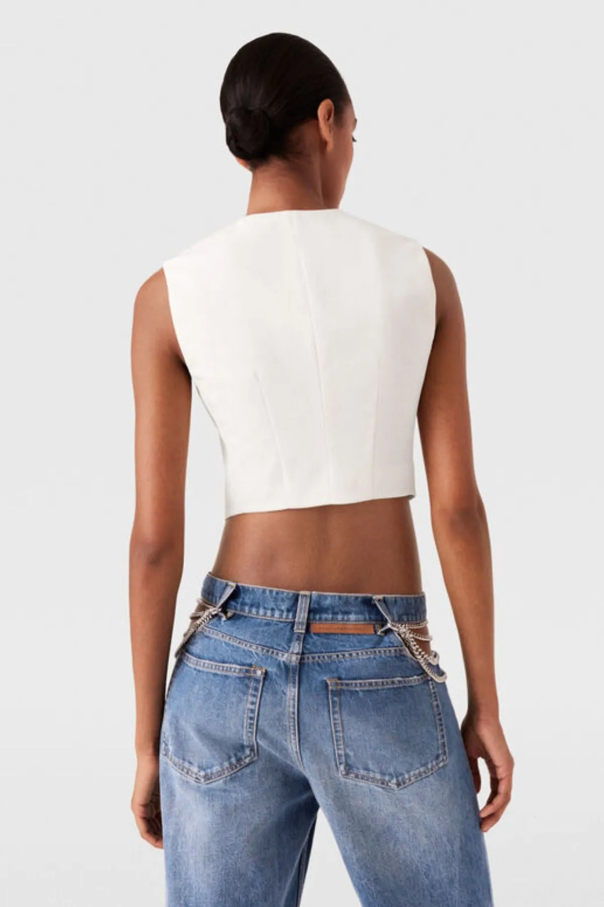 Stella McCartney Cropped Tailored Wool Vest - Cream MCCARTNEY