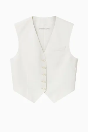 Stella McCartney Cropped Tailored Wool Vest - Cream MCCARTNEY