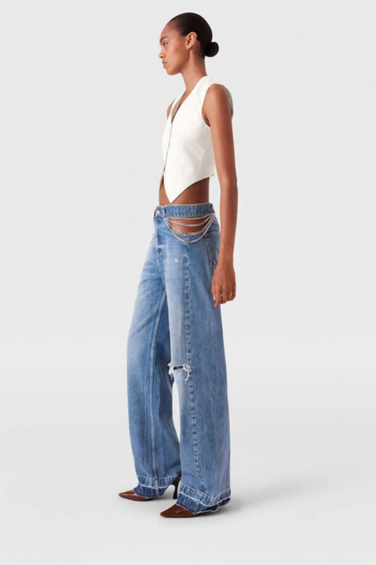 Stella McCartney Cropped Tailored Wool Vest - Cream MCCARTNEY