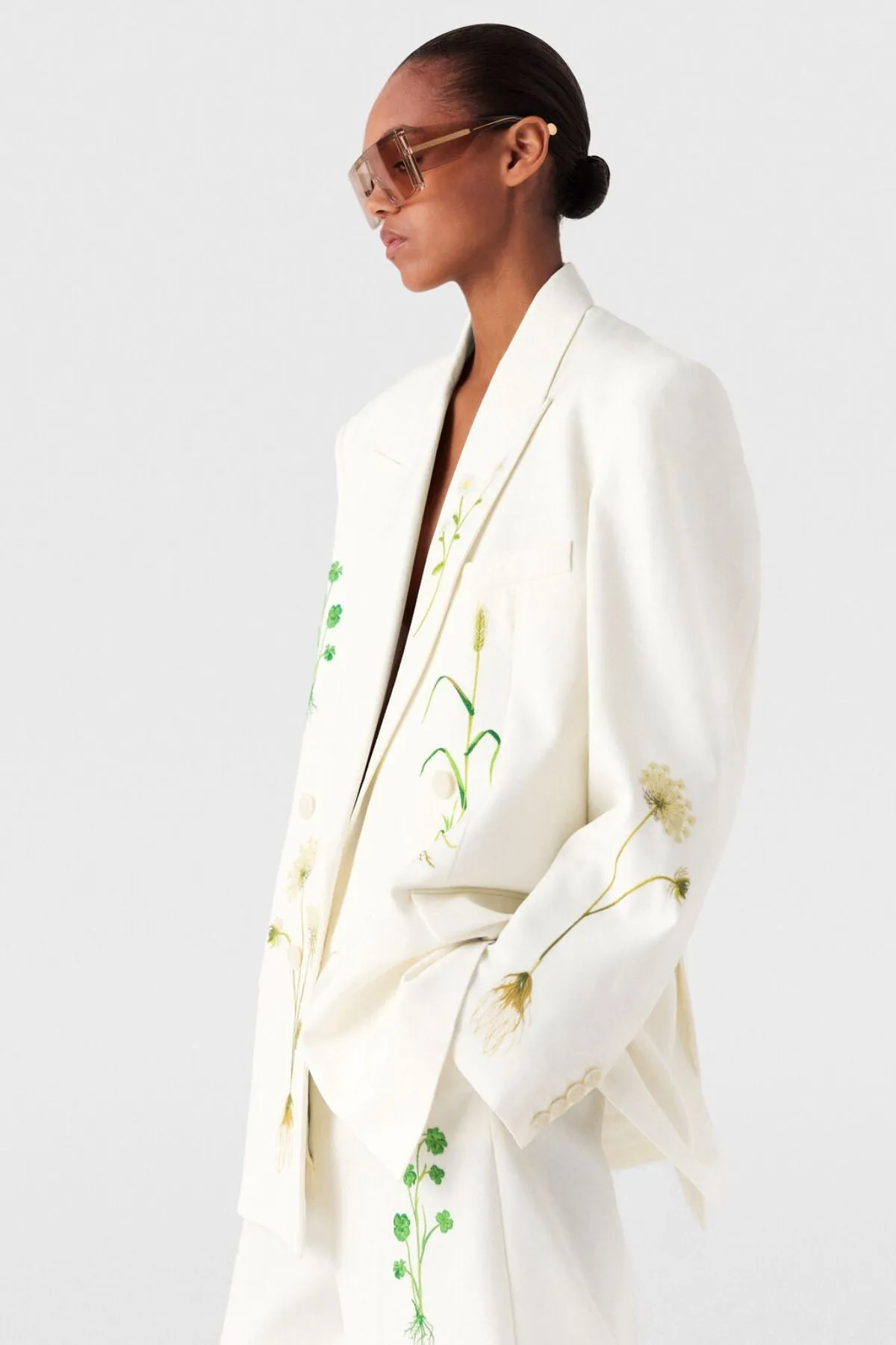Stella McCartney Floral Double Breasted Blazer - Cream MCCARTNEY
