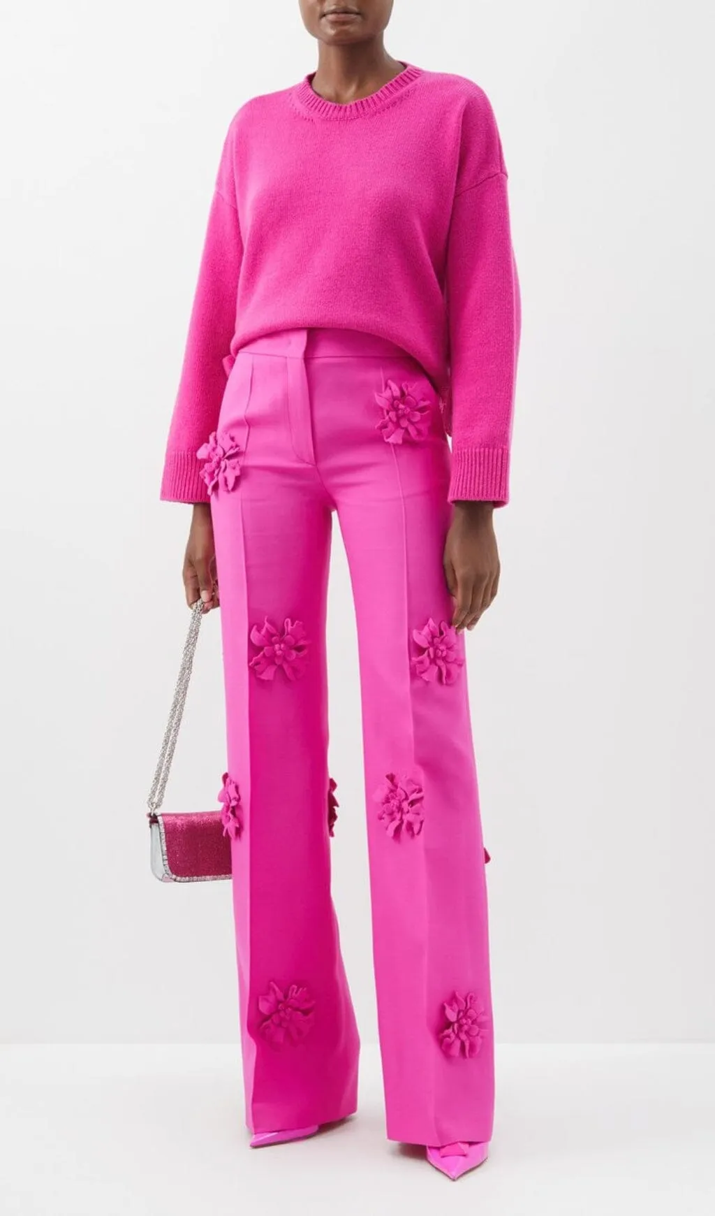 STEREO FLOWER MID-RISE JEANS IN PINK Gloria Lanvin