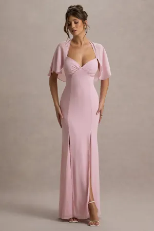 Stila | Pale Pink Plunge-Neck Maxi Dress With High Front Split Club L London