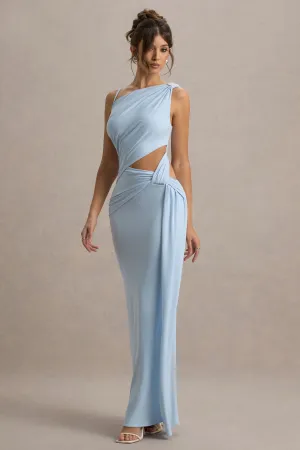 Storm | Powder Blue Asymmetric Maxi Dress With Cut-Out Details Club L London