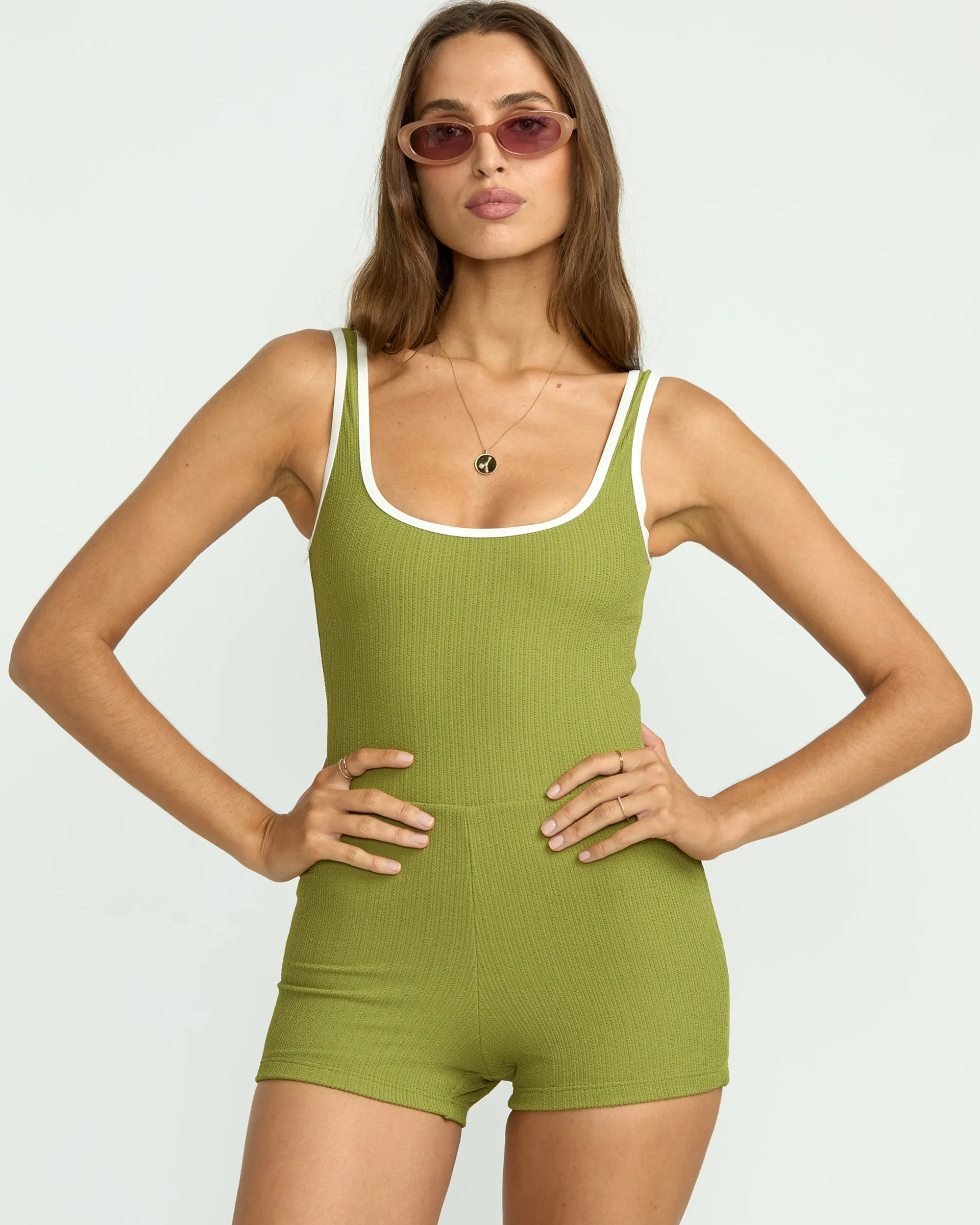 Sunrays Retro One-Piece Surf Suit - Ranger Green Billabong