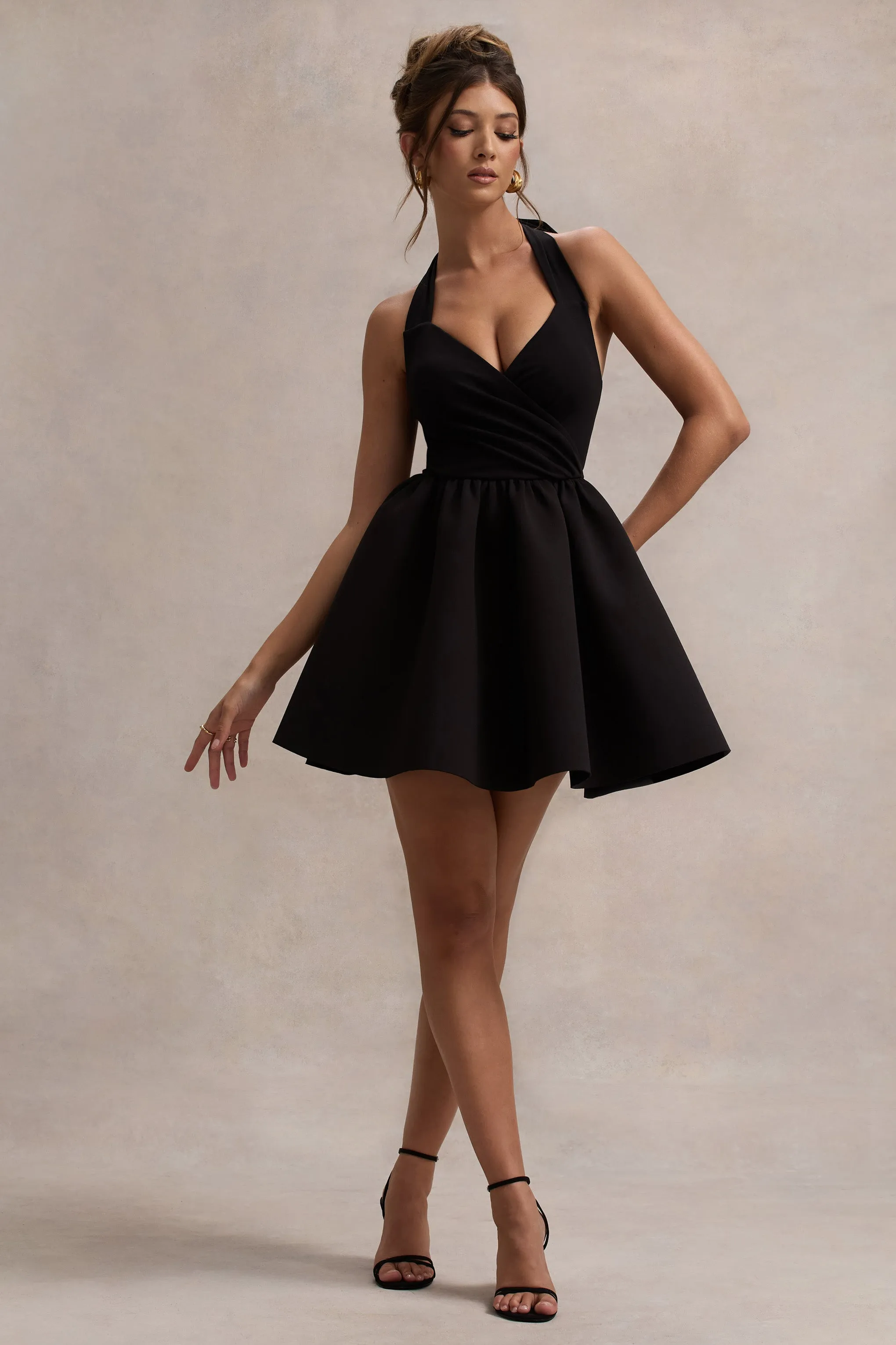 Suvi | Black Halter-Neck Mini Dress Club L London
