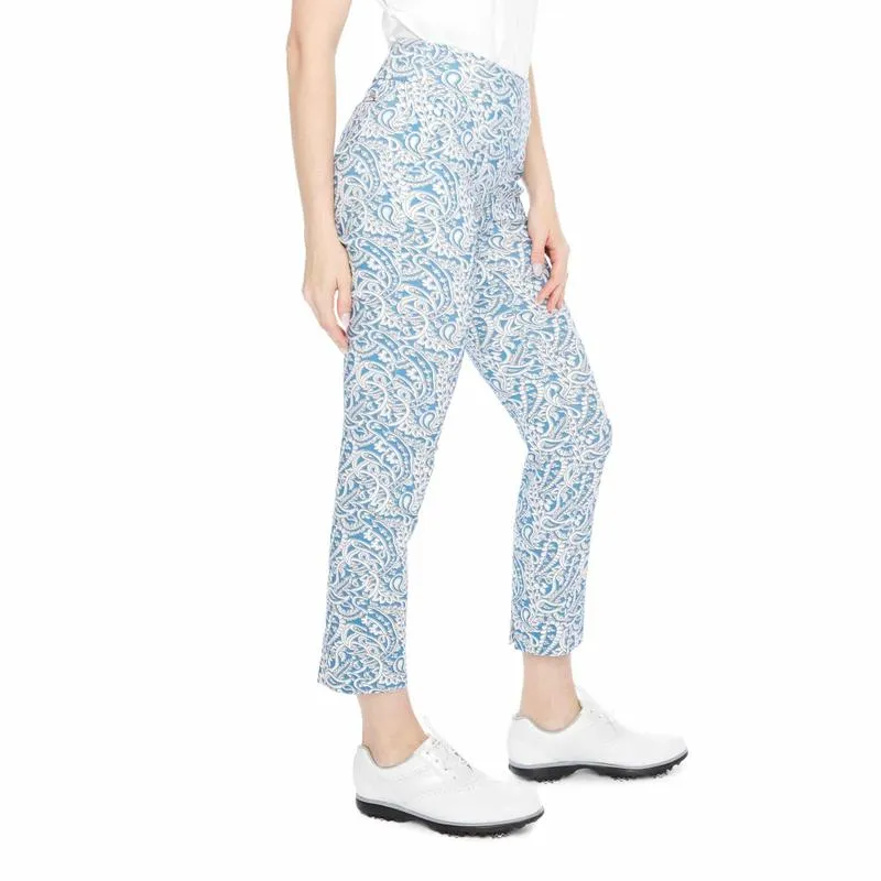 Swing Control Dutch Paisley Ankle Pants - Blue/Cream