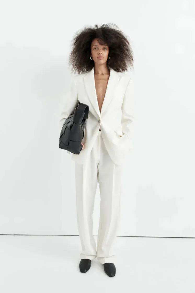 Tailored Pleat Pant in White