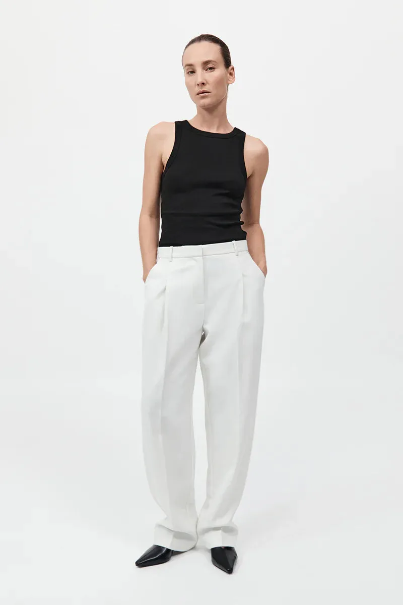 Tailored Pleat Pant in White