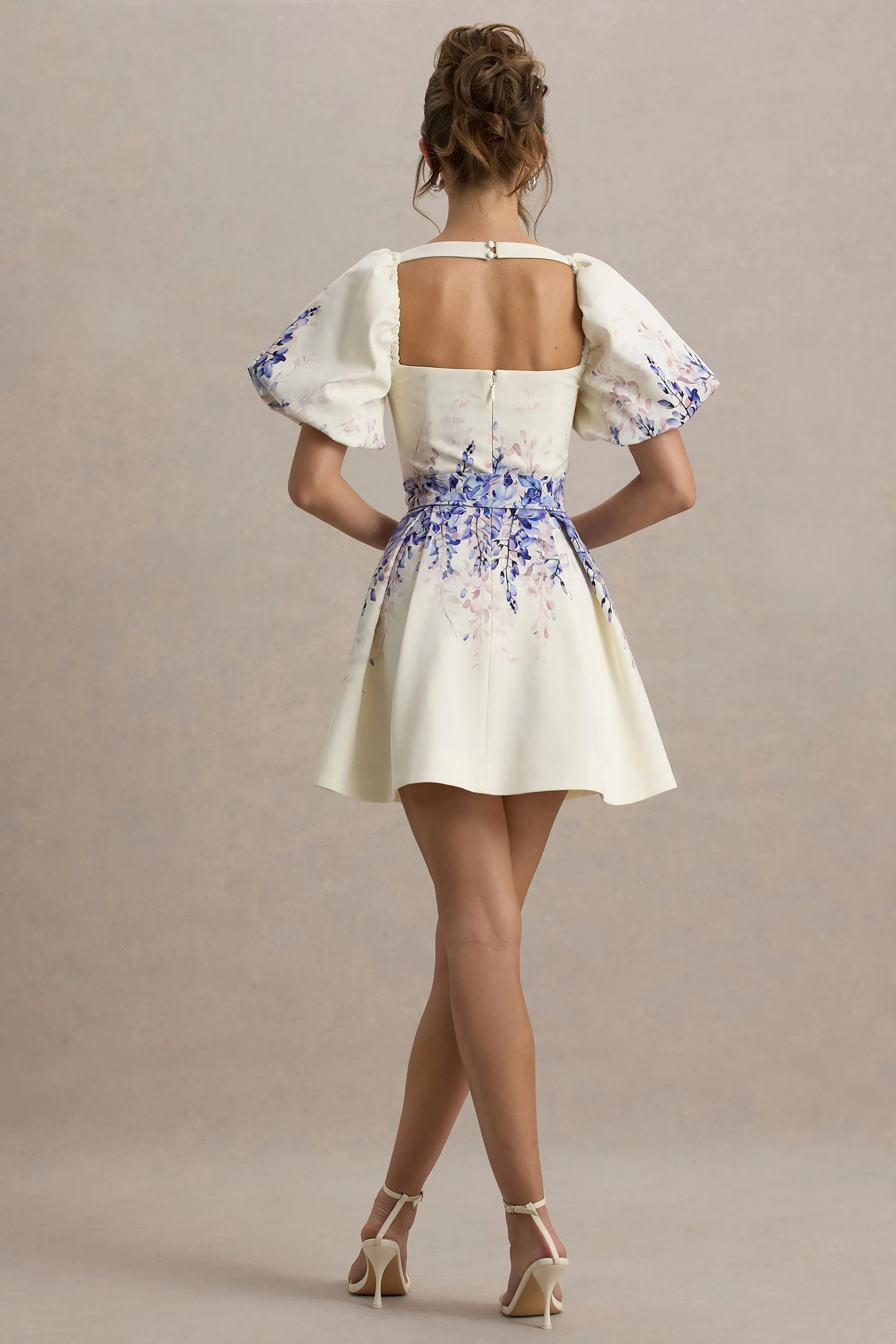 Tapia | Wisteria Print Linen Belted Mini Dress Club L London