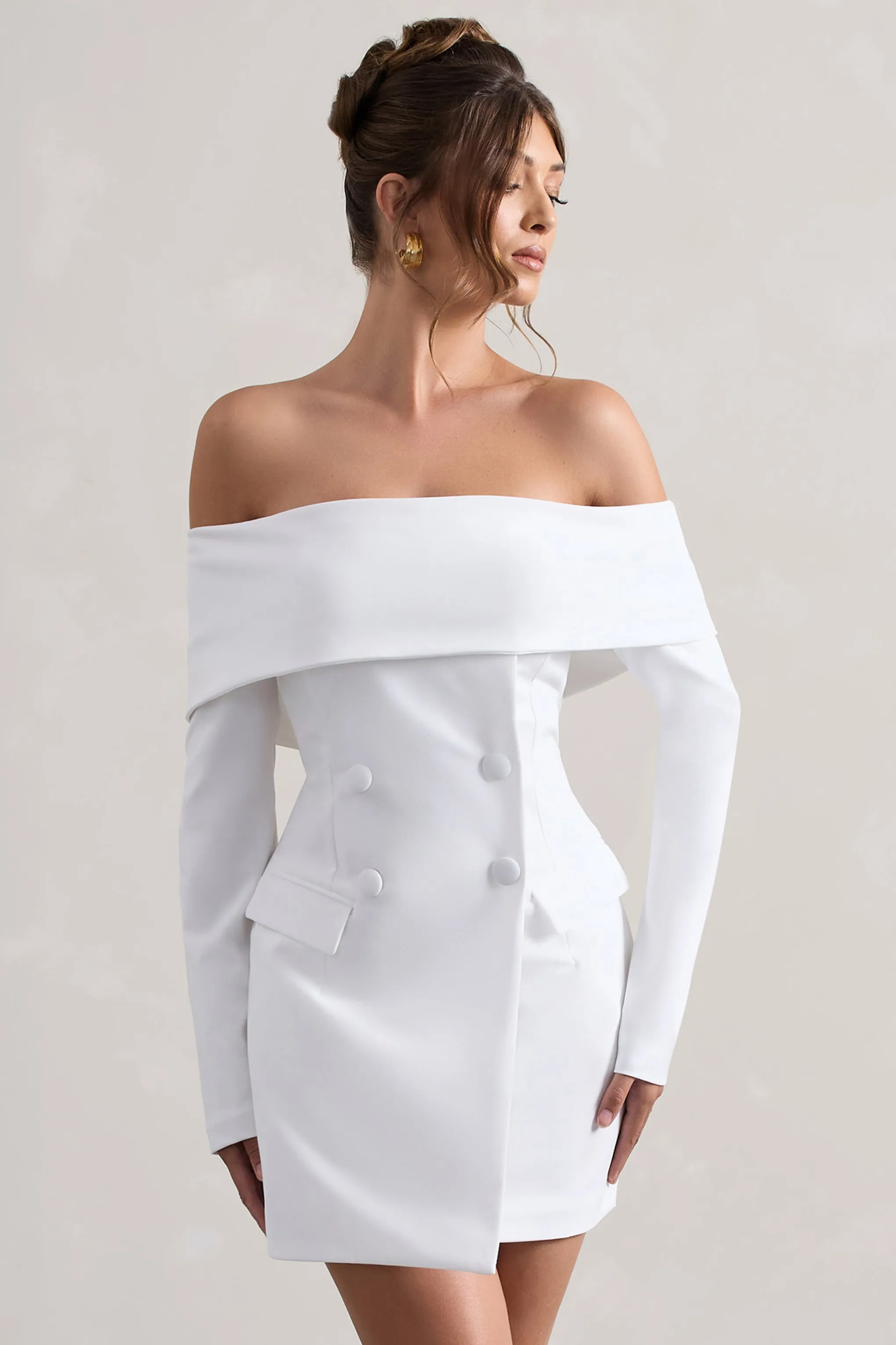 Tara | White Bardot Tailored Blazer Dress Club L London