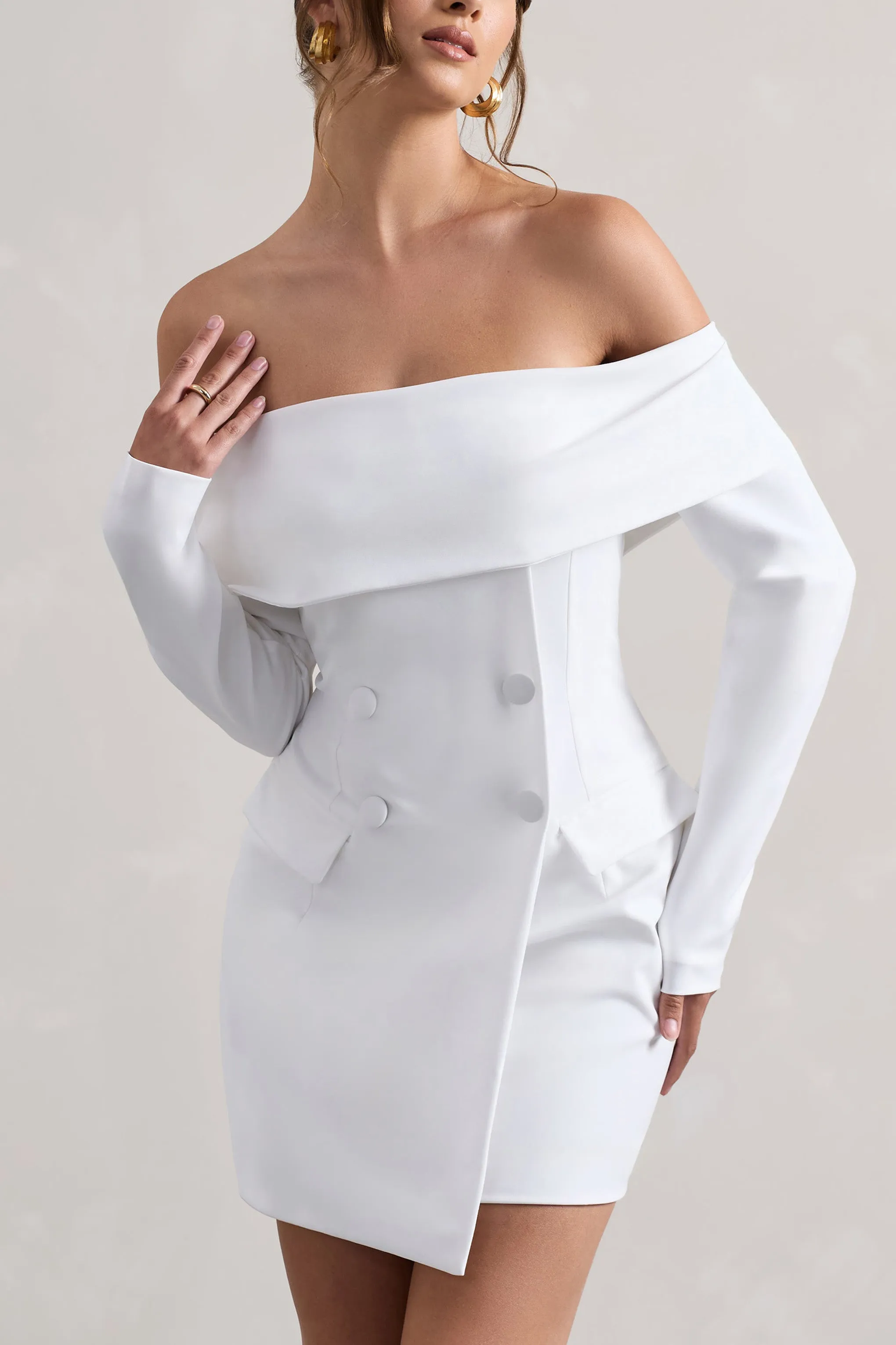Tara | White Bardot Tailored Blazer Dress Club L London