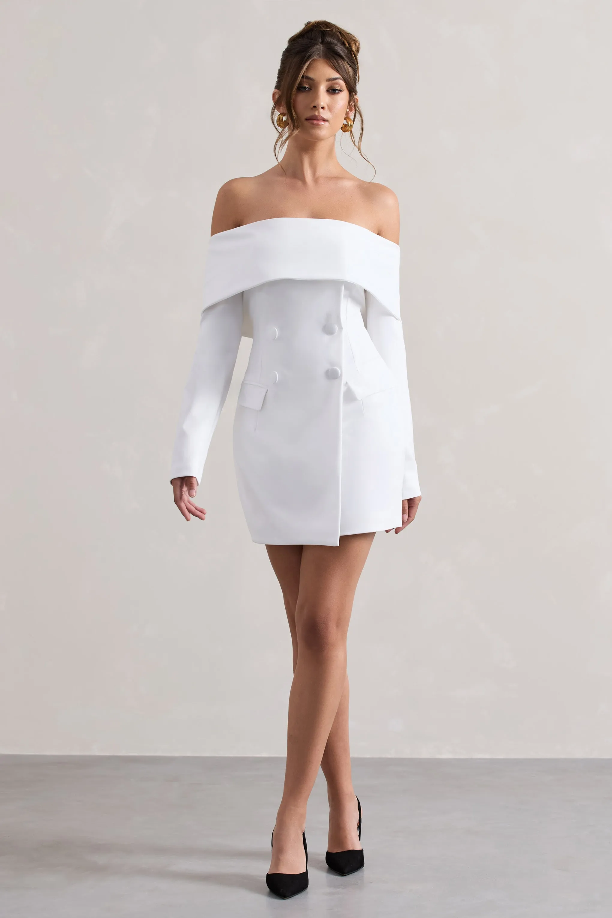 Tara | White Bardot Tailored Blazer Dress Club L London