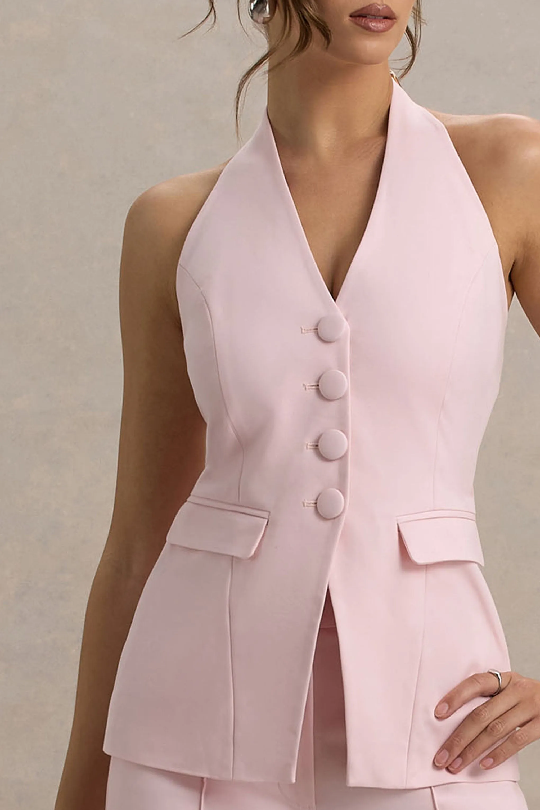 Tecla | Pink Button-Up Tailored Top Club L London