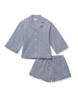 The Olivia Pima Short Set in Navy Foulard