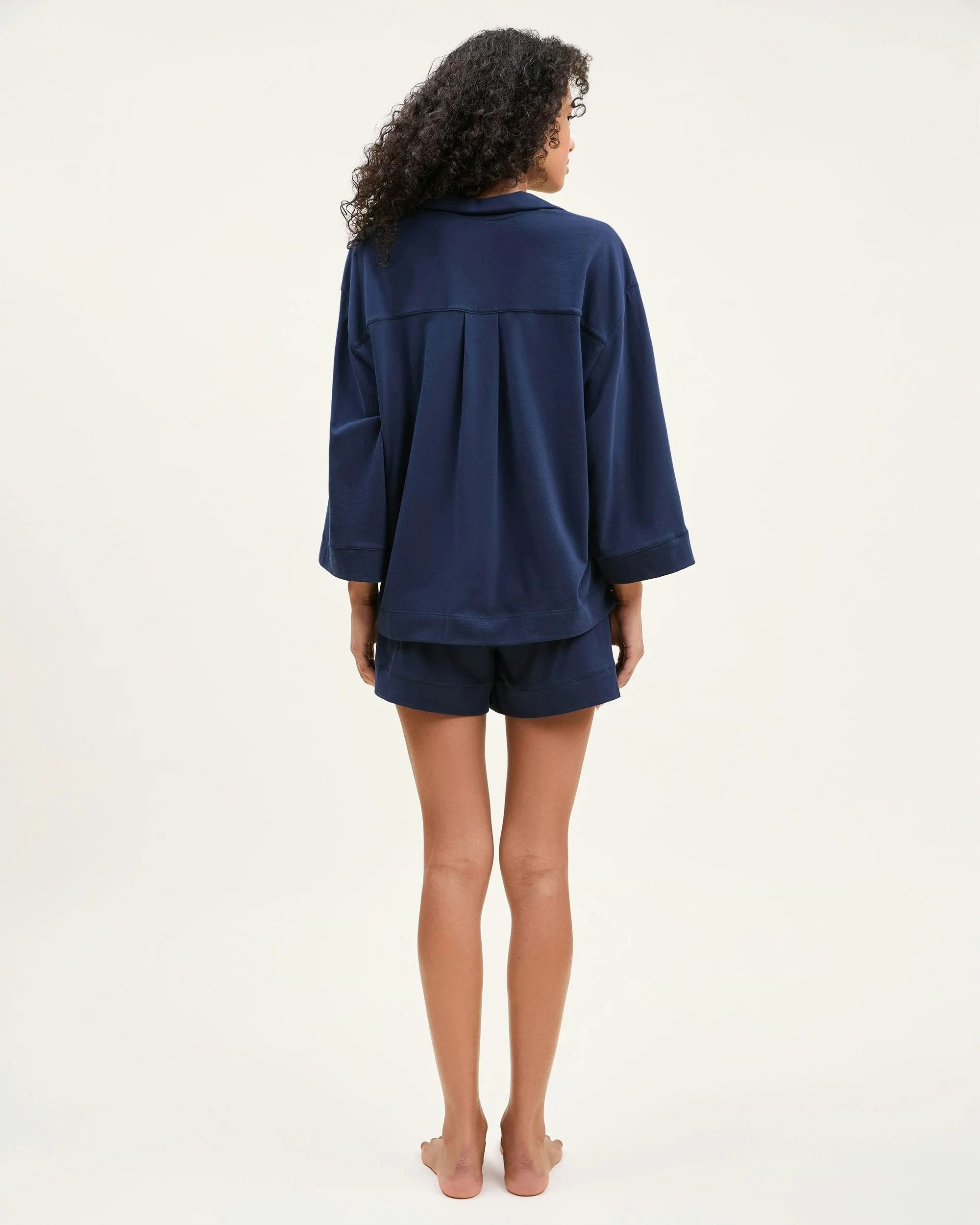 The Olivia Pima Short Set in Navy Foulard