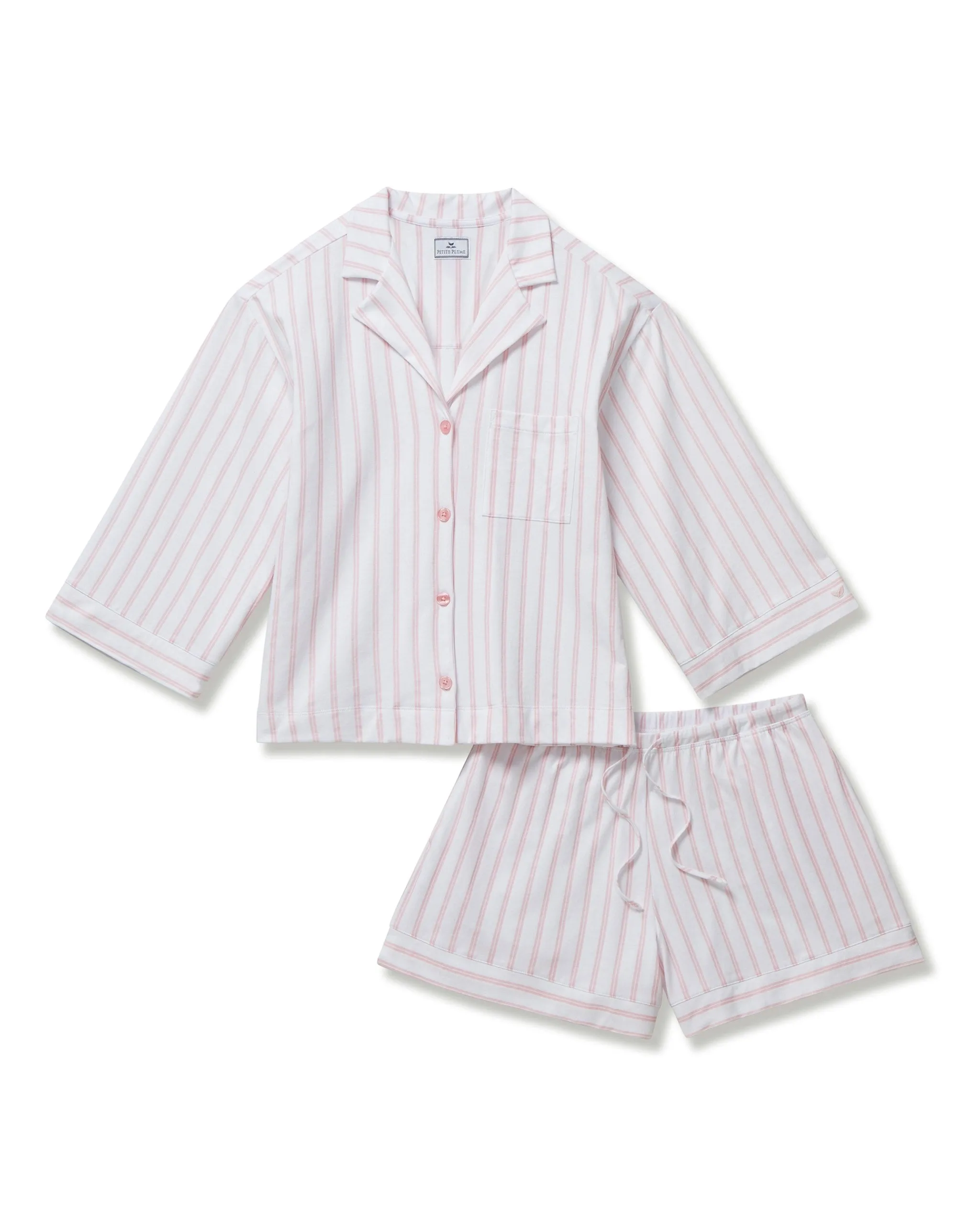 The Olivia Pima Short Set in Navy French Ticking