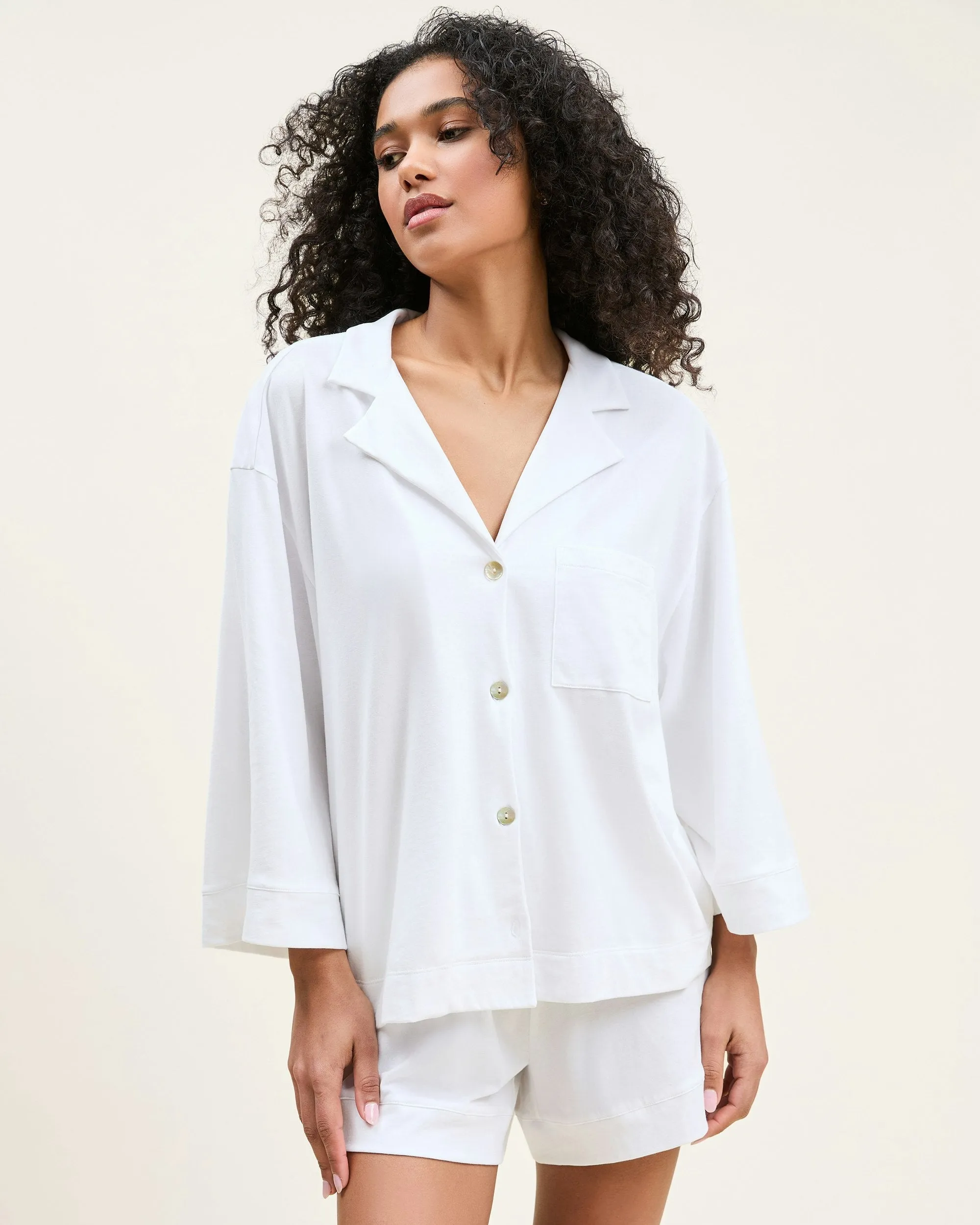 The Olivia Pima Short Set in White