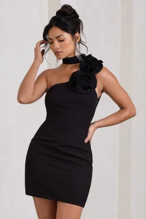 The Party | Black Mini Dress With Ruffled Choker Club L London