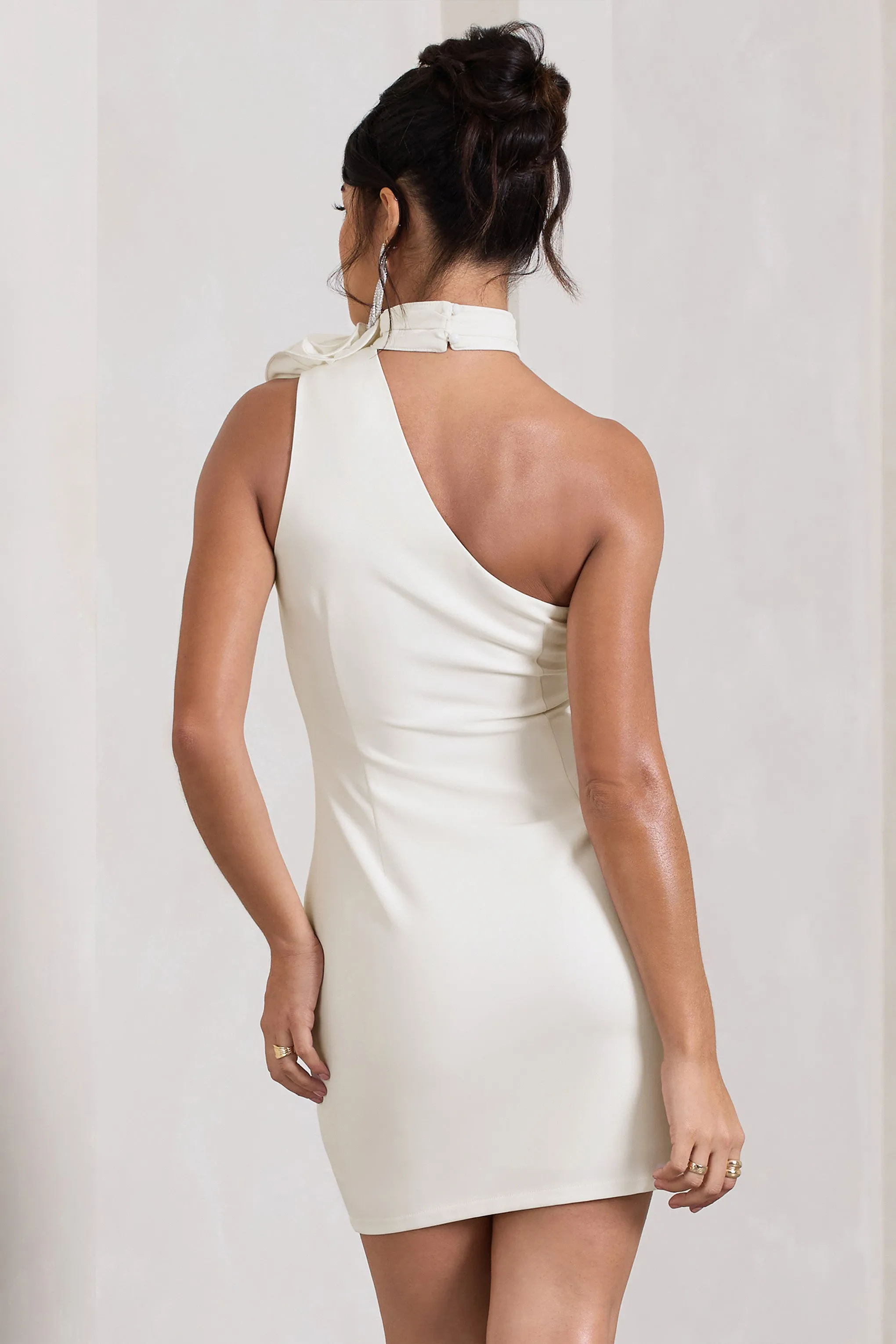 The Party |  White Mini Dress With Ruffled Choker Club L London