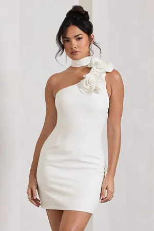 The Party |  White Mini Dress With Ruffled Choker Club L London