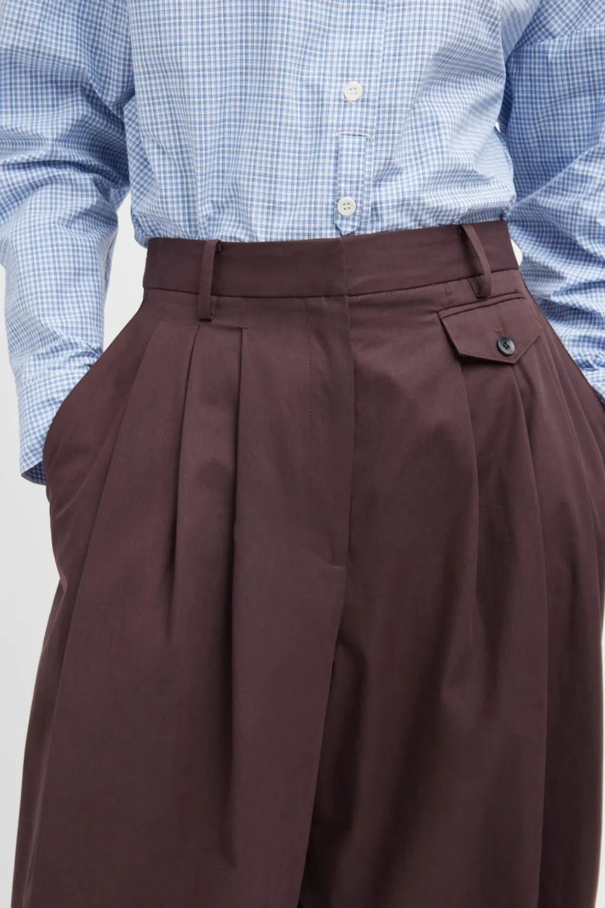Tibi Bio Twill Triple Pleat Pant - Plum TIBI
