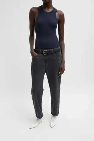 Tibi Circular Fine Rib T-Shirt Tank - Navy TIBI
