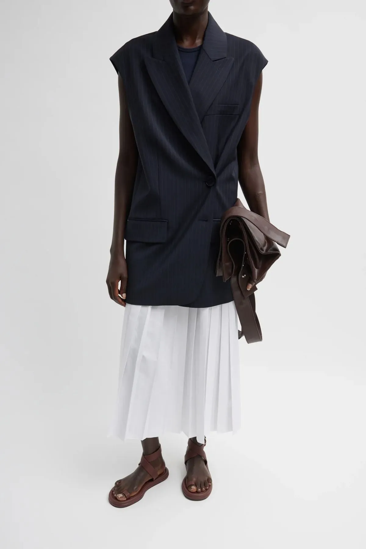 Tibi Dominic Pinstripe Liam Vest - Navy Multi TIBI