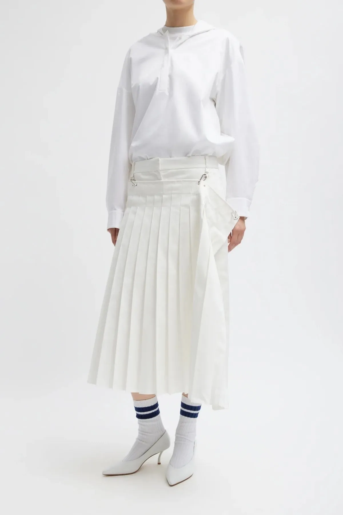 Tibi Eco Poplin Hooded Shirt - White TIBI