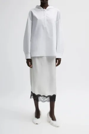 Tibi Eco Poplin Hooded Shirt - White TIBI