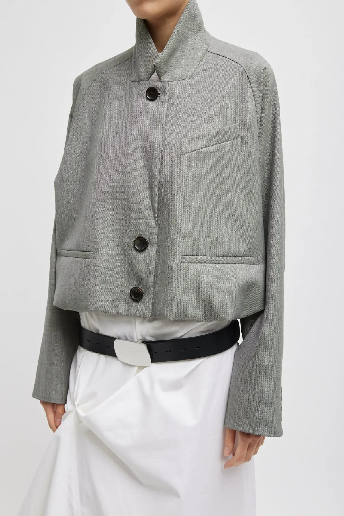 Tibi Ellis Suiting Raglan Blazer - Light Green Multi TIBI