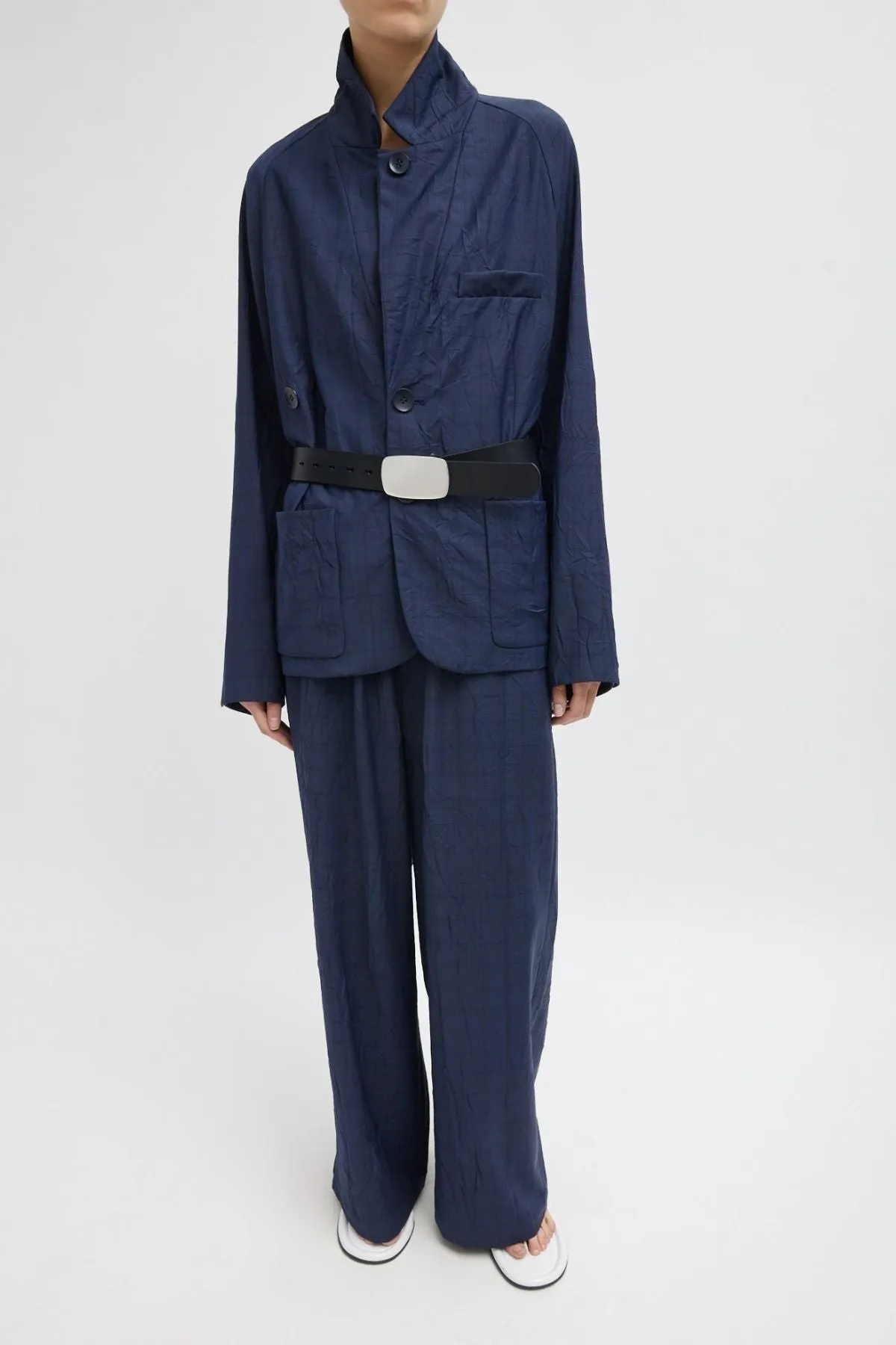 Tibi Harold Raglan Sleeve Blazer - Navy Multi TIBI