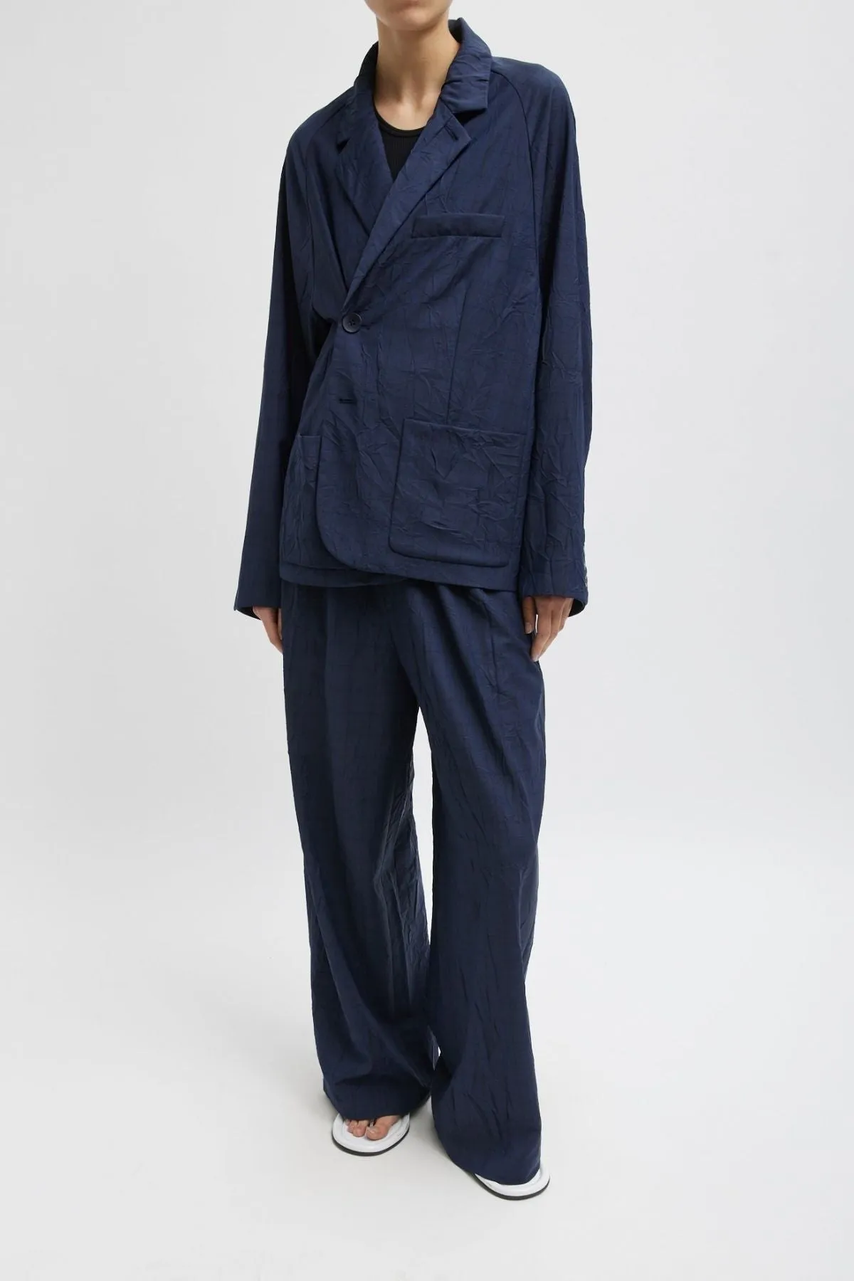 Tibi Harold Raglan Sleeve Blazer - Navy Multi TIBI