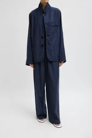 Tibi Harold Raglan Sleeve Blazer - Navy Multi TIBI