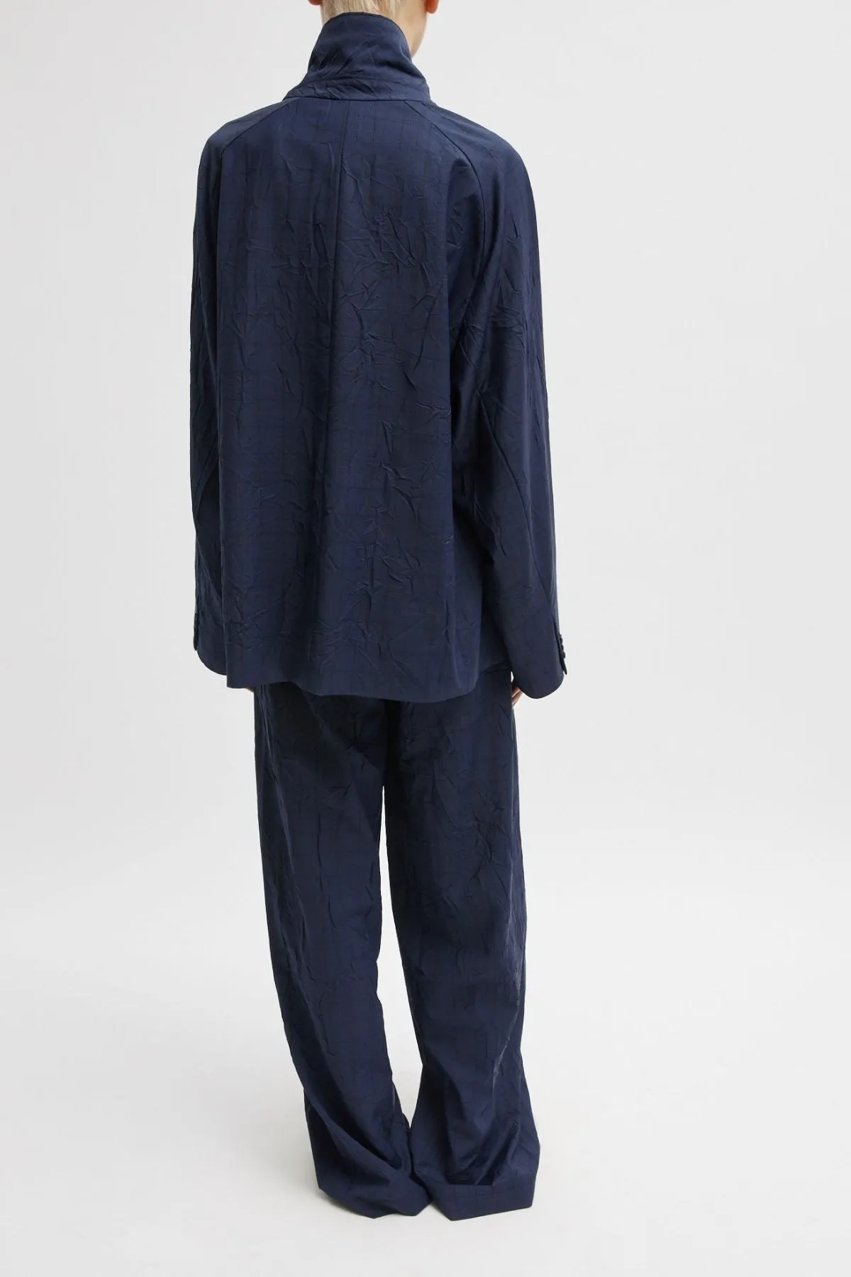 Tibi Harold Raglan Sleeve Blazer - Navy Multi TIBI