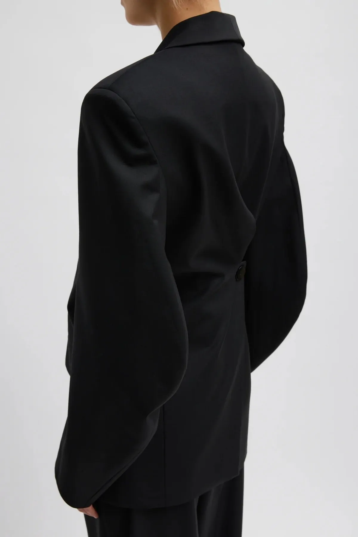 Tibi Recycled Tropical Wool Sculpted Blazer - Black TIBI