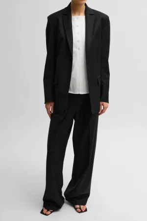 Tibi Recycled Tropical Wool Sculpted Blazer - Black TIBI