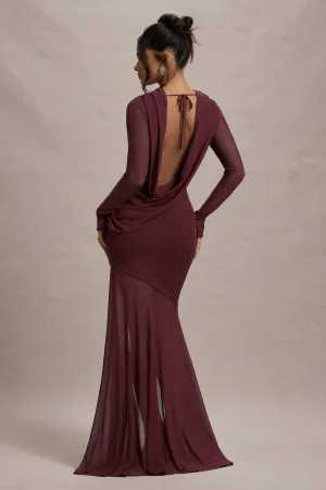 Tigerlily | Port Mesh Long-Sleeve Open-Back Maxi Dress Club L London