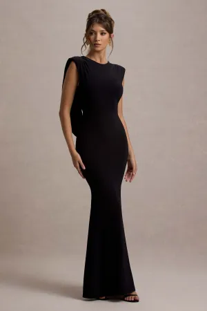 To The Moon | Black Cowl-Back Maxi Dress Club L London