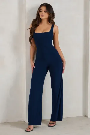 Toni | Navy Square Neck Sleeveless Jumpsuit Club L London