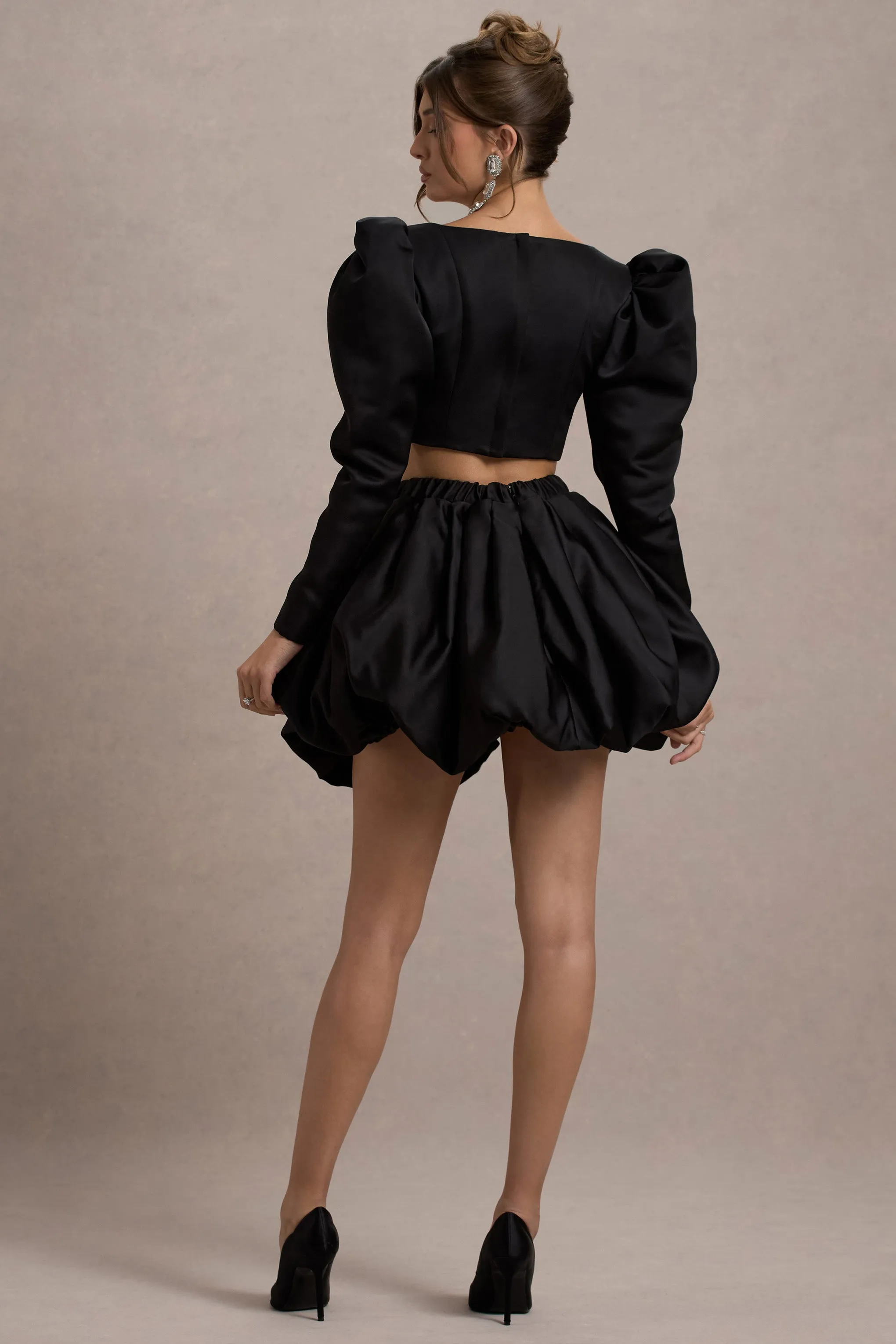 Tosca | Black Satin Bubble Mini Skirt Club L London