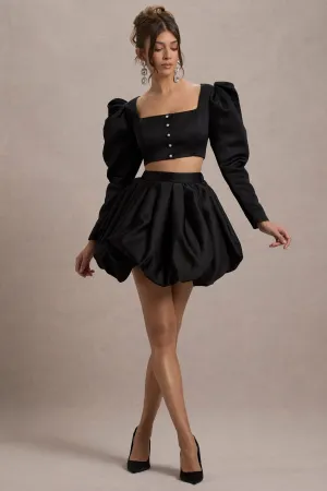 Tosca | Black Satin Bubble Mini Skirt Club L London
