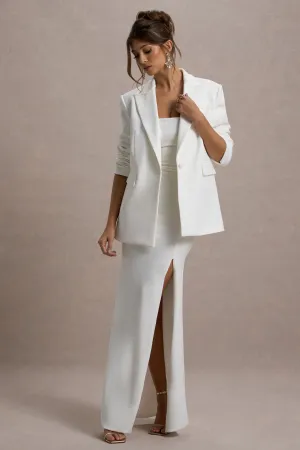 Urban | White Plunge-Neck Boxy Oversized Blazer Club L London