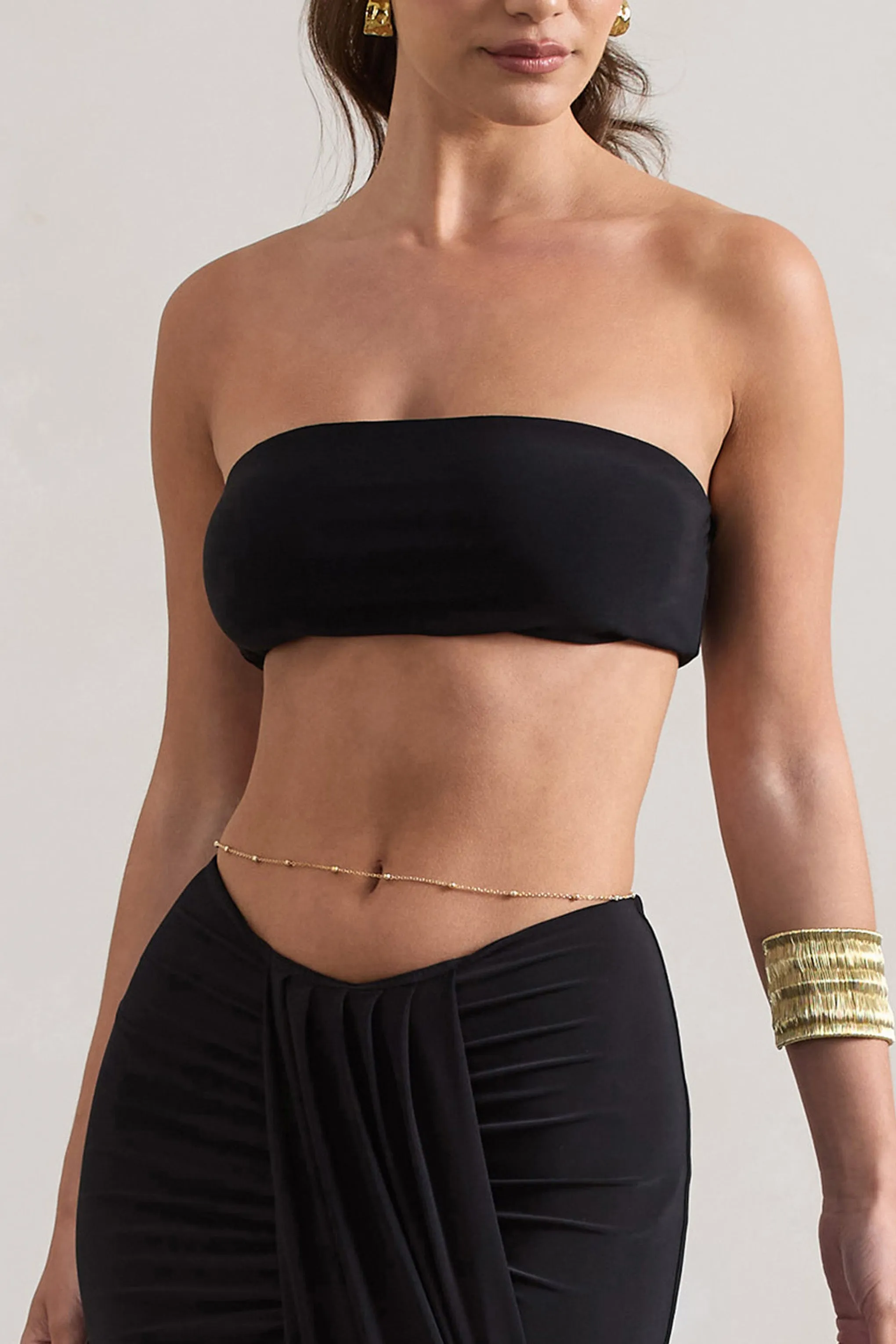 Vada | Black Bandeau Crop Top Club L London