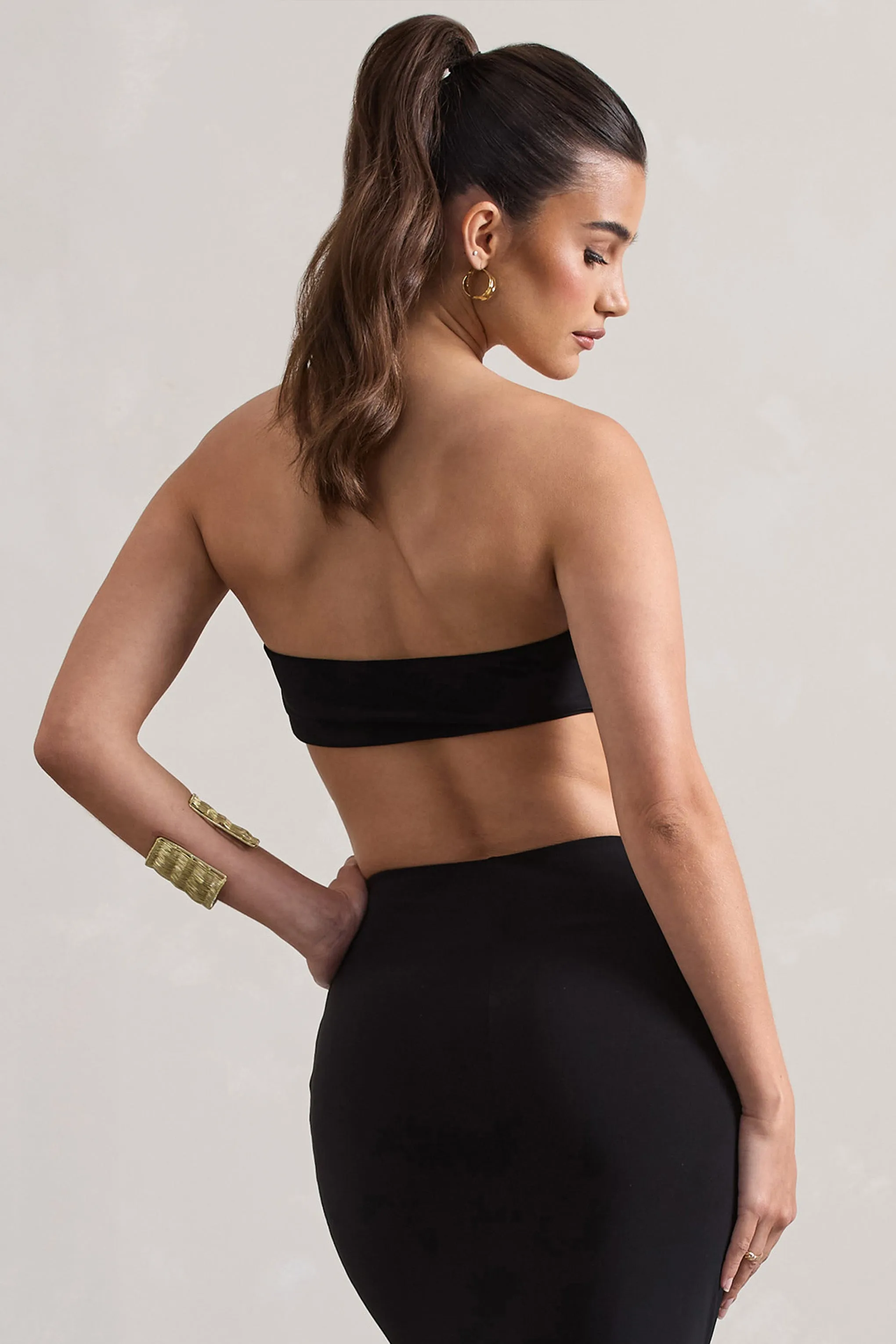 Vada | Black Bandeau Crop Top Club L London