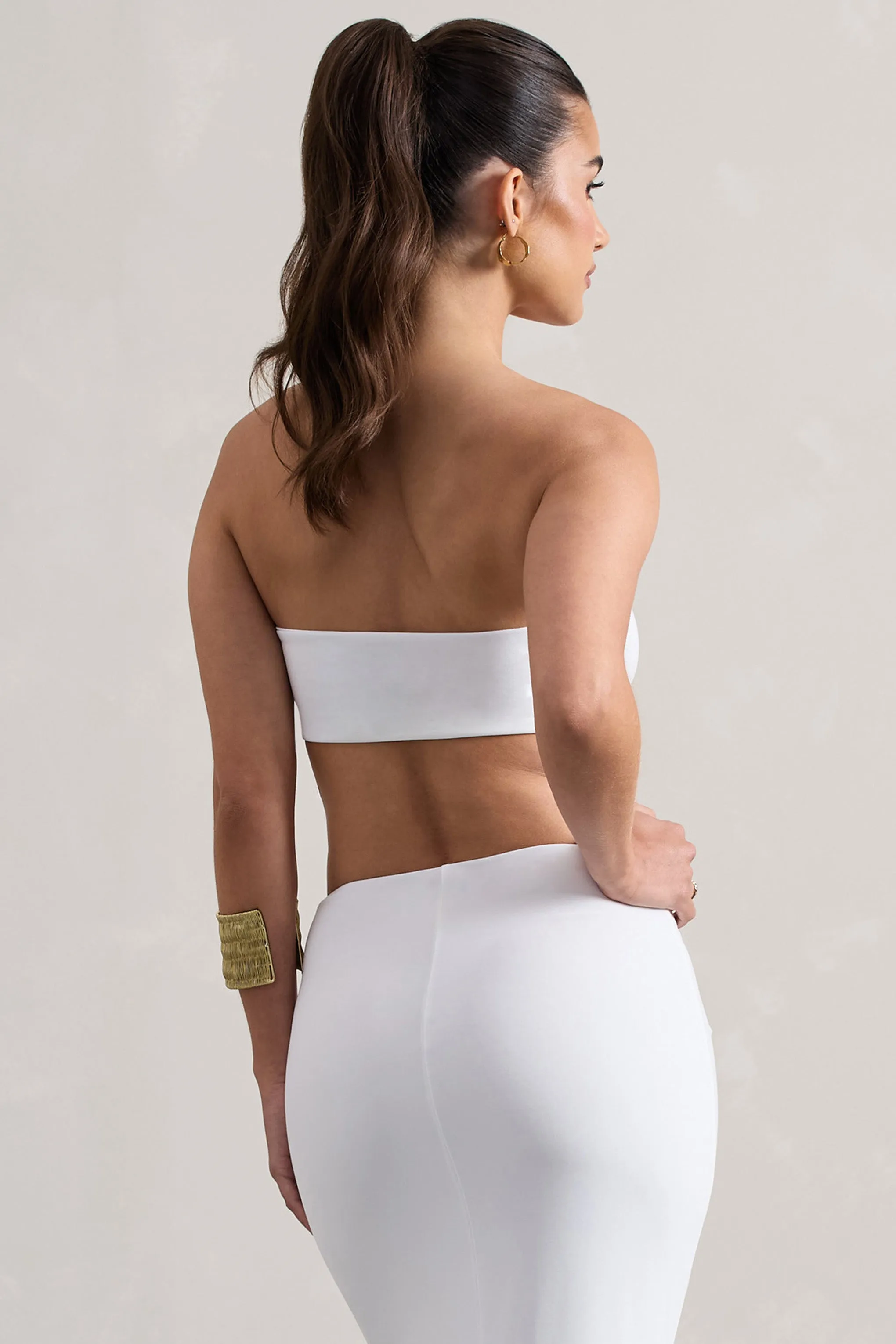 Vada | White Bandeau Crop Top Club L London